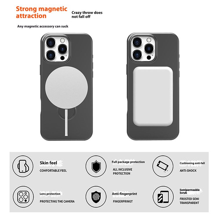 For iPhone 16 Pro Magnetic Case TPU+PC Phone Cover with Kickstand - Purple