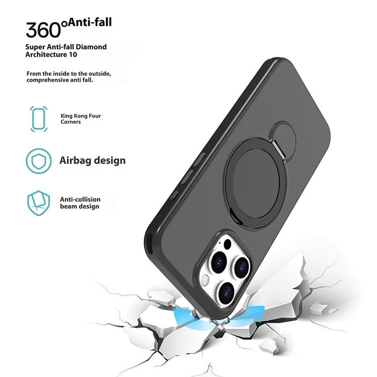For iPhone 16 Pro Magnetic Case TPU+PC Phone Cover with Kickstand - Purple