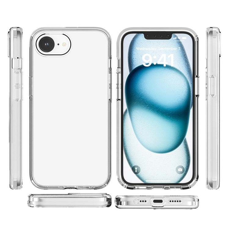 For iPhone 16e Case Thickened Shockproof TPU+PC Clear Back Cover - Transparent