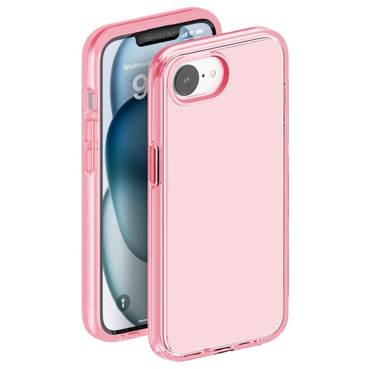 For iPhone 16e Case Thickened Shockproof TPU+PC Clear Back Cover - Transparent Pink