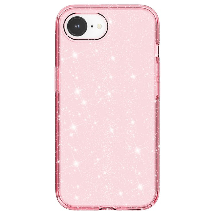 For iPhone 16e Case Thickened Shockproof TPU + PC Glitter Back Cover - Pink