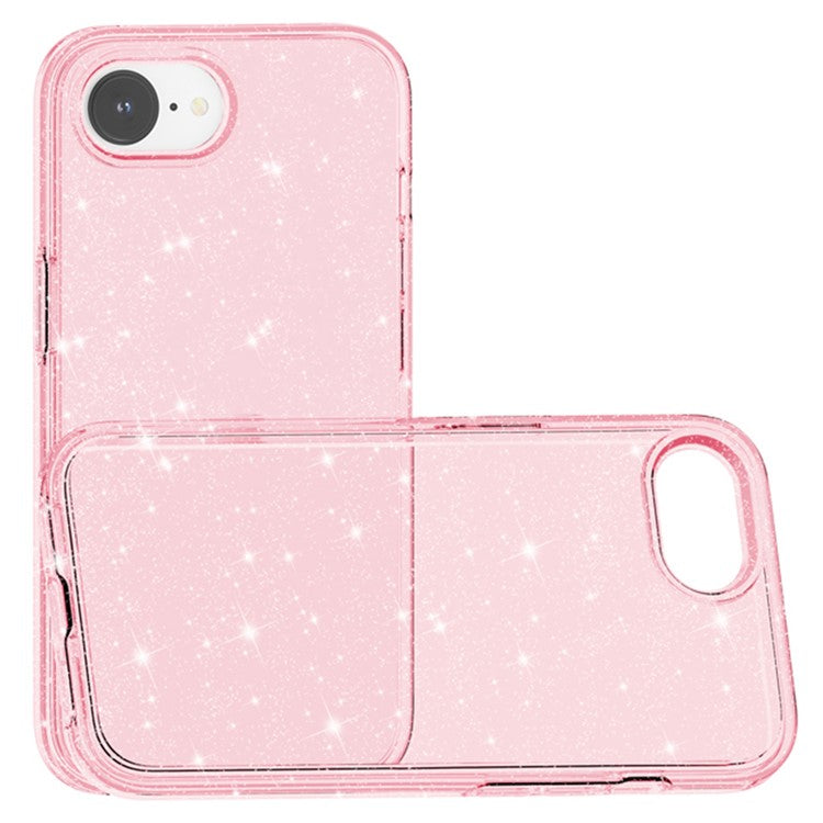 For iPhone 16e Case Thickened Shockproof TPU + PC Glitter Back Cover - Pink