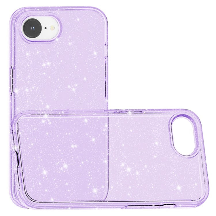 For iPhone 16e Case Thickened Shockproof TPU + PC Glitter Back Cover - Purple