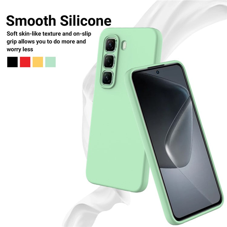 For Infinix Hot 50 Pro 4G Case Liquid Silicone Anti-Scratch Phone Cover with Hand Strap - Green