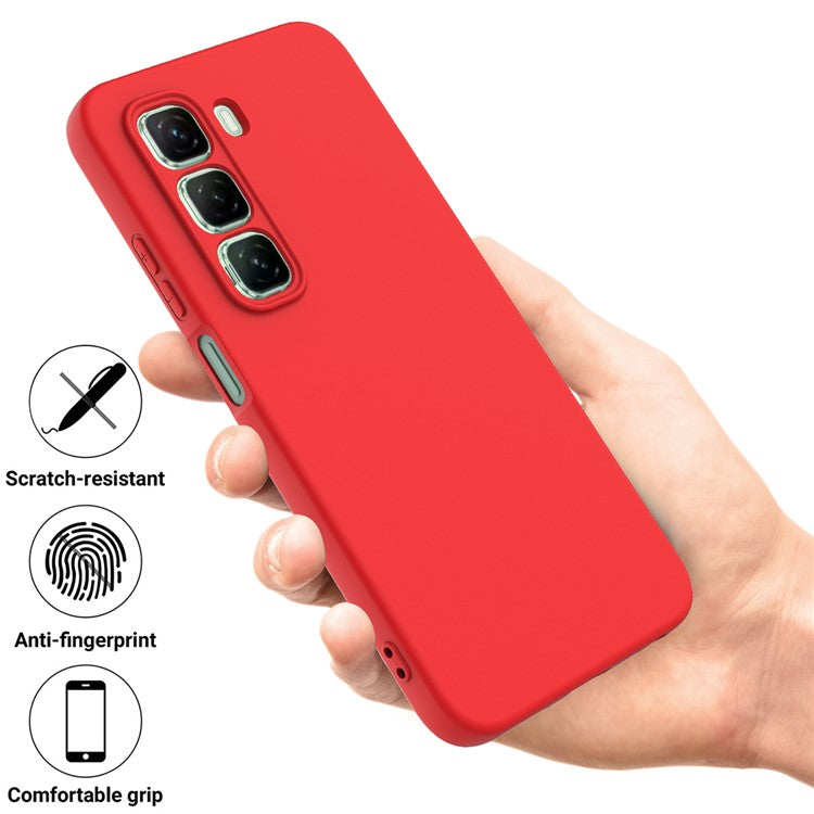 For Infinix Hot 50 Pro 4G Case Liquid Silicone Anti-Scratch Phone Cover with Hand Strap - Red