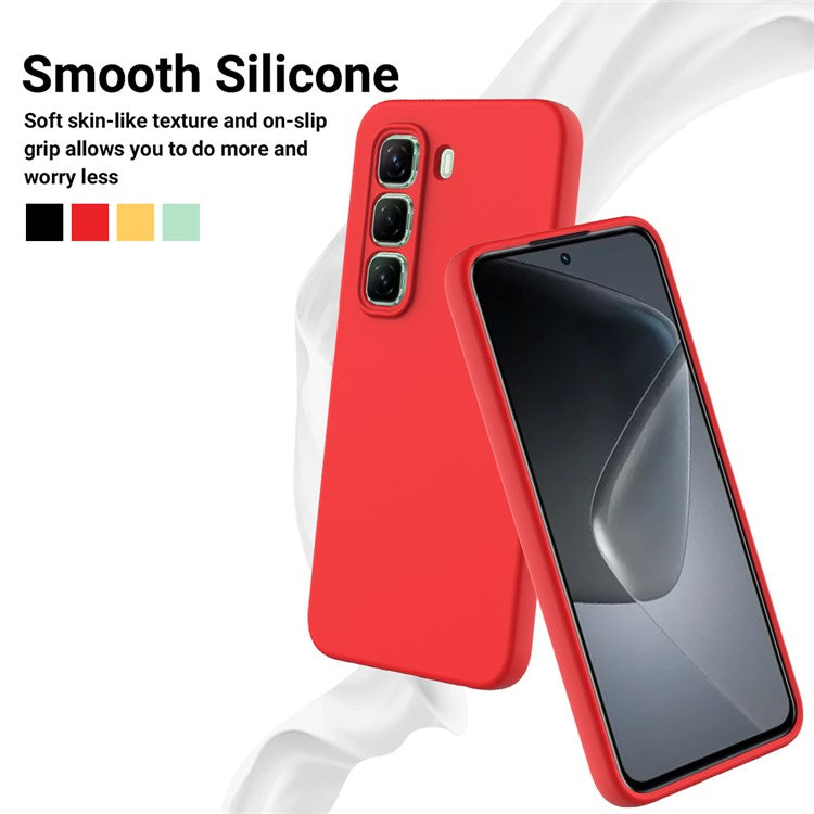 For Infinix Hot 50 Pro 4G Case Liquid Silicone Anti-Scratch Phone Cover with Hand Strap - Red