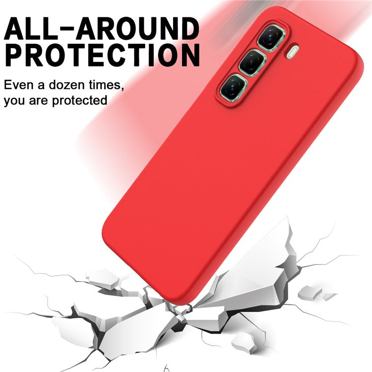 For Infinix Hot 50 Pro 4G Case Liquid Silicone Anti-Scratch Phone Cover with Hand Strap - Red