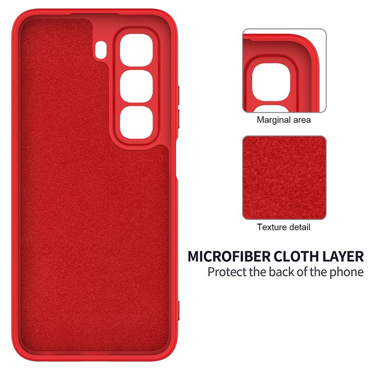 For Infinix Hot 50 Pro 4G Case Liquid Silicone Anti-Scratch Phone Cover with Hand Strap - Red