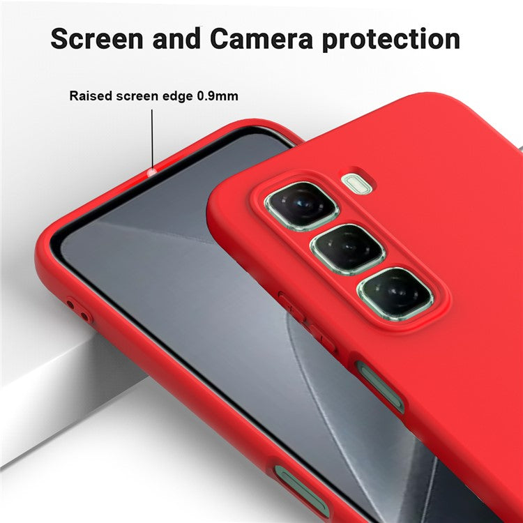 For Infinix Hot 50 Pro 4G Case Liquid Silicone Anti-Scratch Phone Cover with Hand Strap - Red