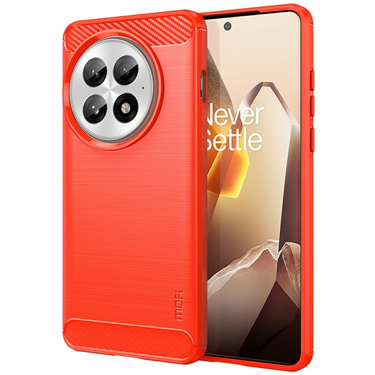 MOFI JK TPU Series-1 For OnePlus 13 Case Carbon Fiber Texture TPU Soft Phone Cover - Red