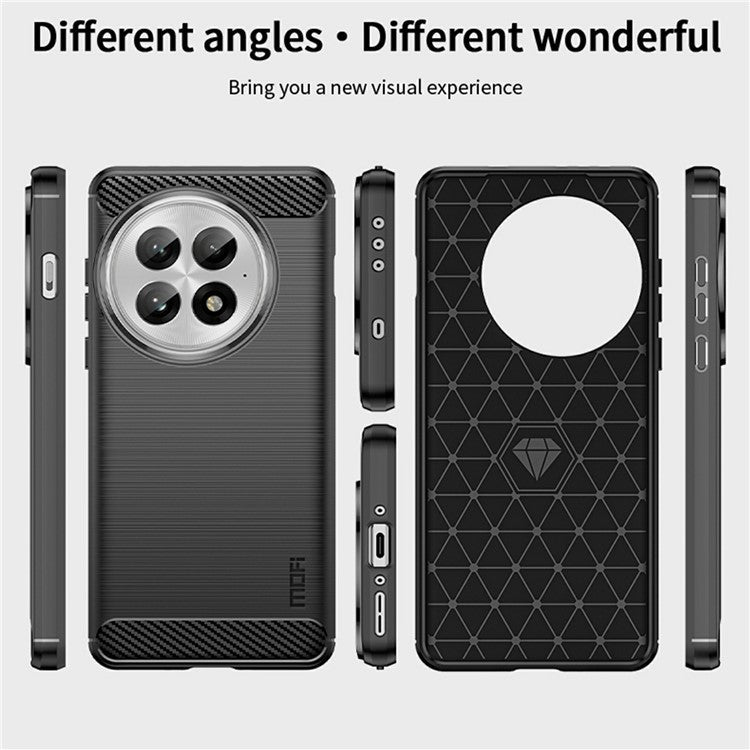MOFI JK TPU Series-1 For OnePlus 13 Case Carbon Fiber Texture TPU Soft Phone Cover - Red