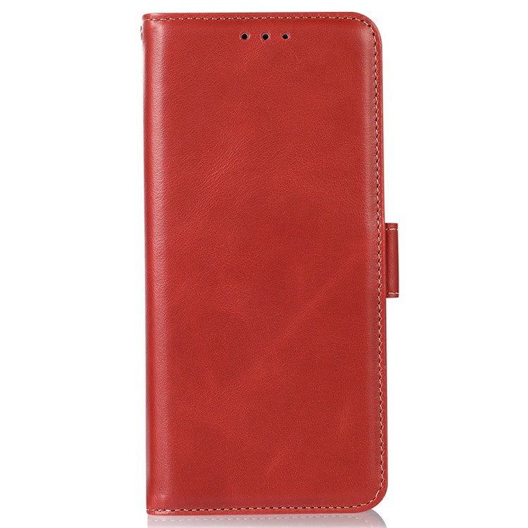 For Motorola Moto G75 5G Case RFID Blocking Genuine Cow Leather Wallet Phone Cover - Red