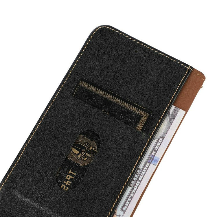 KHAZNEH For OnePlus 13 Case Genuine Cow Leather Wallet Phone Cover Nappa Texture - Black