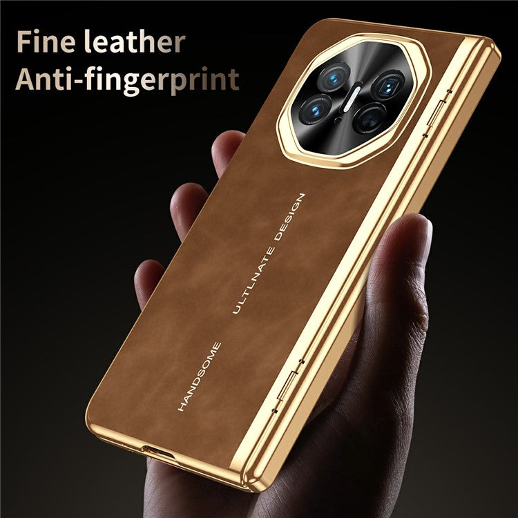 For Huawei Mate X3 4G Phone Case with Tempered Glass Film Electroplating Leather+PC Mobile Cover - Grey