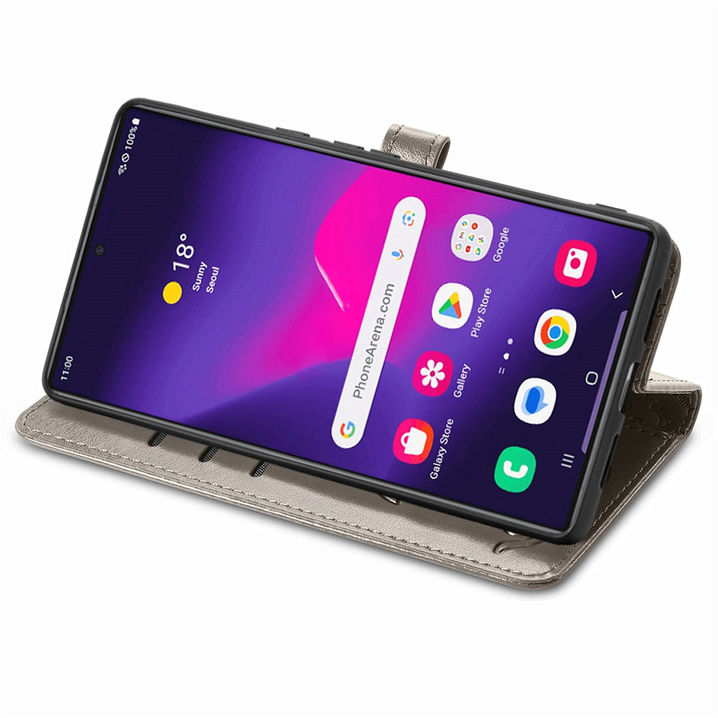 For Samsung Galaxy S25 Ultra Leather Case Wallet Flip Phone Cover Cute Cat Dog Pattern - Grey