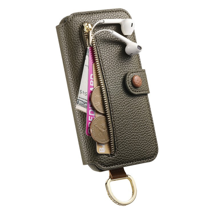 For Samsung Galaxy A05 4G Case RFID Blocking Zipper Wallet PU Leather Mobile Cover - Green
