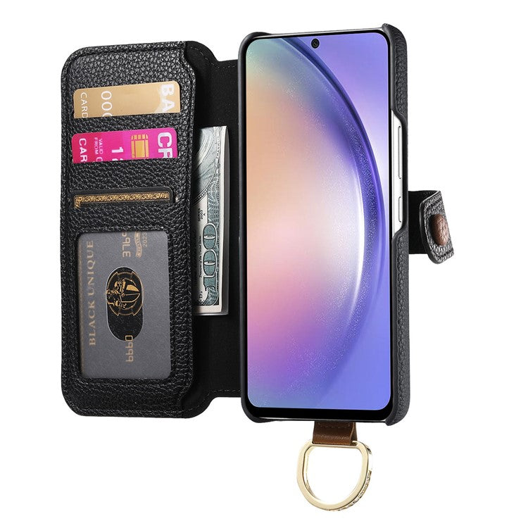 For Samsung Galaxy A16 4G / 5G Case RFID Blocking Zipper Wallet PU Leather Mobile Cover - Black