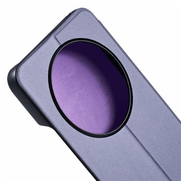 Leather Case for Xiaomi Poco C75 4G / Redmi 14R 5G / 14C 4G View Window Stand Flip Phone Cover - Purple  /  Blue