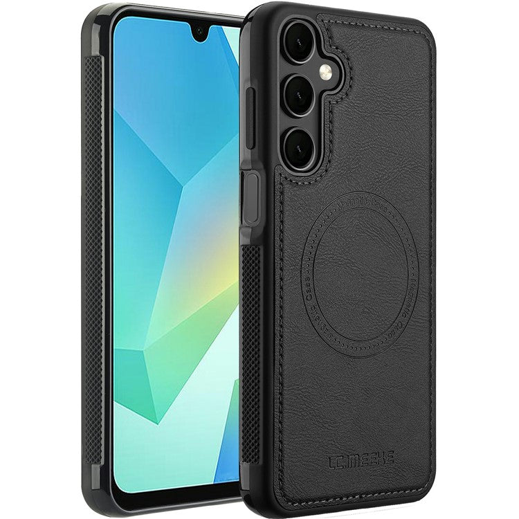 LC.IMEEKE For Samsung Galaxy A16 4G / 5G Magnetic Case Compatible with MagSafe Leather+TPU Back Cover - Black