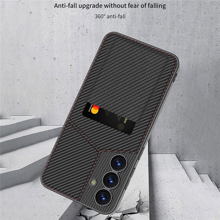 GKK For Samsung Galaxy S25 Case with Card Holder Kickstand PC+PU Phone Back Cover - Titanium Grey