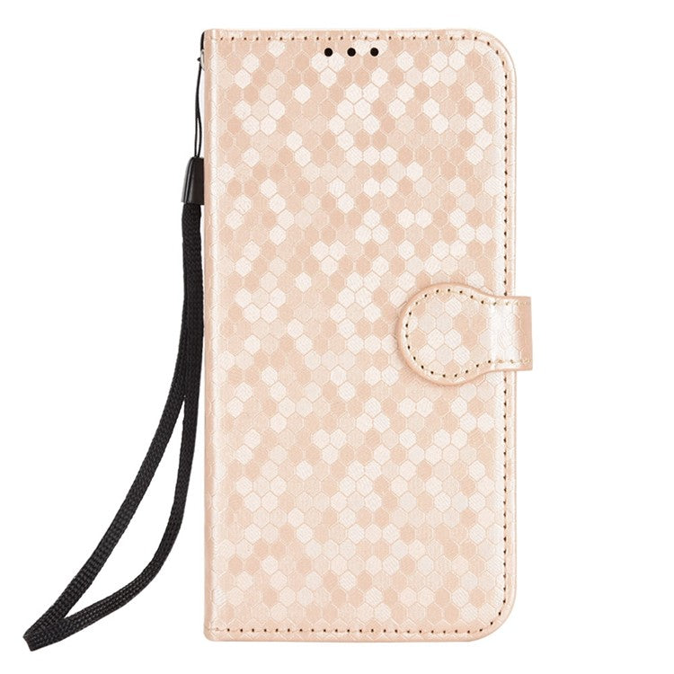 For Motorola Edge 30 Ultra 5G / Moto X30 Pro 5G Wallet Feature PU Leather Flip Cover Fall Proof Dot Pattern Imprinted Magnetic Closure Stand Shockproof TPU Phone Case with Strap - Rose Gold