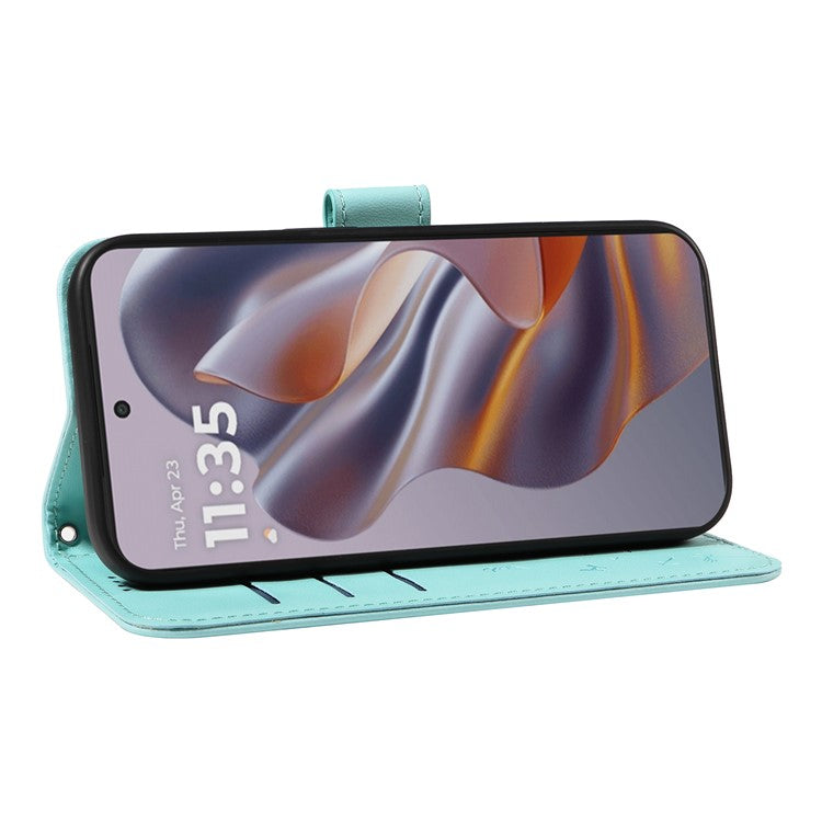 For Motorola Edge 50 Neo 5G / S50 5G / ThinkPhone 25 5G Leather Case Wallet Phone Cover Dandelion Imprint - Green