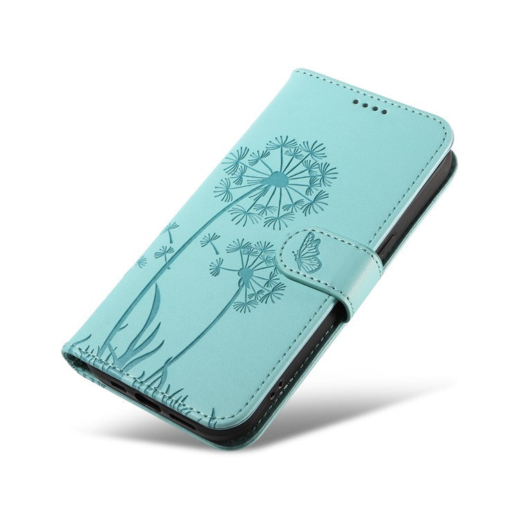 For Motorola Edge 50 Neo 5G / S50 5G / ThinkPhone 25 5G Leather Case Wallet Phone Cover Dandelion Imprint - Green