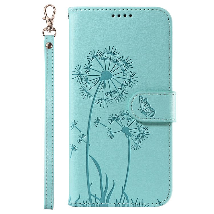 For Motorola Edge 50 Neo 5G / S50 5G / ThinkPhone 25 5G Leather Case Wallet Phone Cover Dandelion Imprint - Green