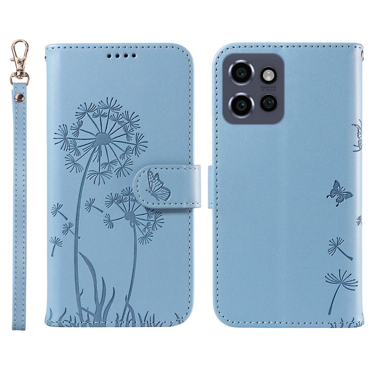 For Motorola Edge 50 Neo 5G / S50 5G / ThinkPhone 25 5G Leather Case Wallet Phone Cover Dandelion Imprint - Sky Blue