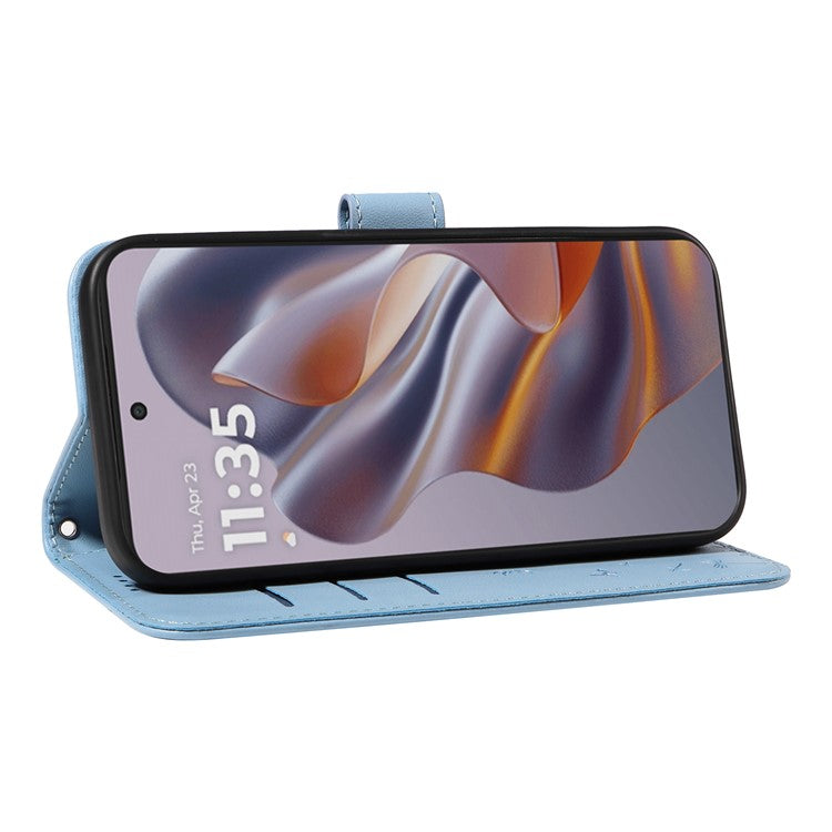 For Motorola Edge 50 Neo 5G / S50 5G / ThinkPhone 25 5G Leather Case Wallet Phone Cover Dandelion Imprint - Sky Blue