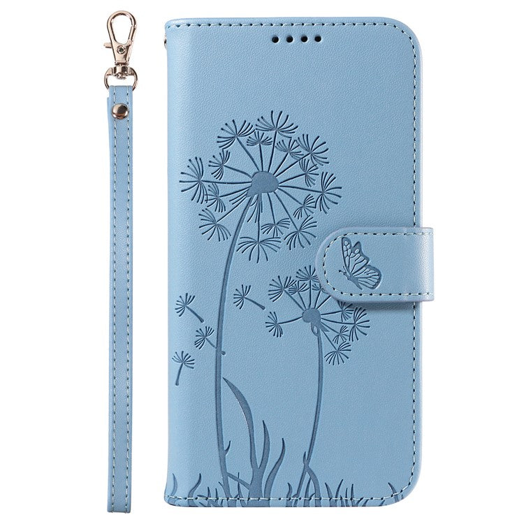 For Motorola Edge 50 Neo 5G / S50 5G / ThinkPhone 25 5G Leather Case Wallet Phone Cover Dandelion Imprint - Sky Blue