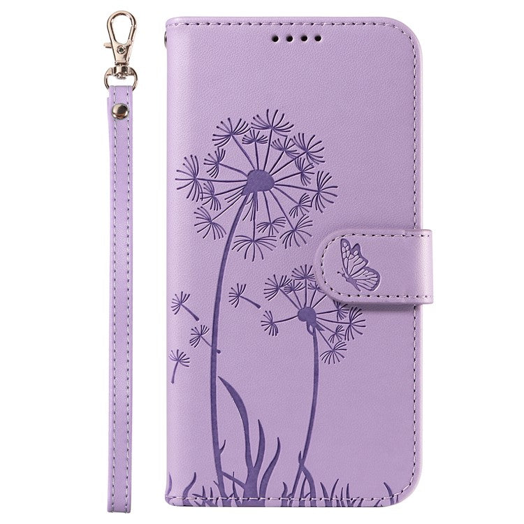 For Motorola Edge 50 Neo 5G / S50 5G / ThinkPhone 25 5G Leather Case Wallet Phone Cover Dandelion Imprint - Purple