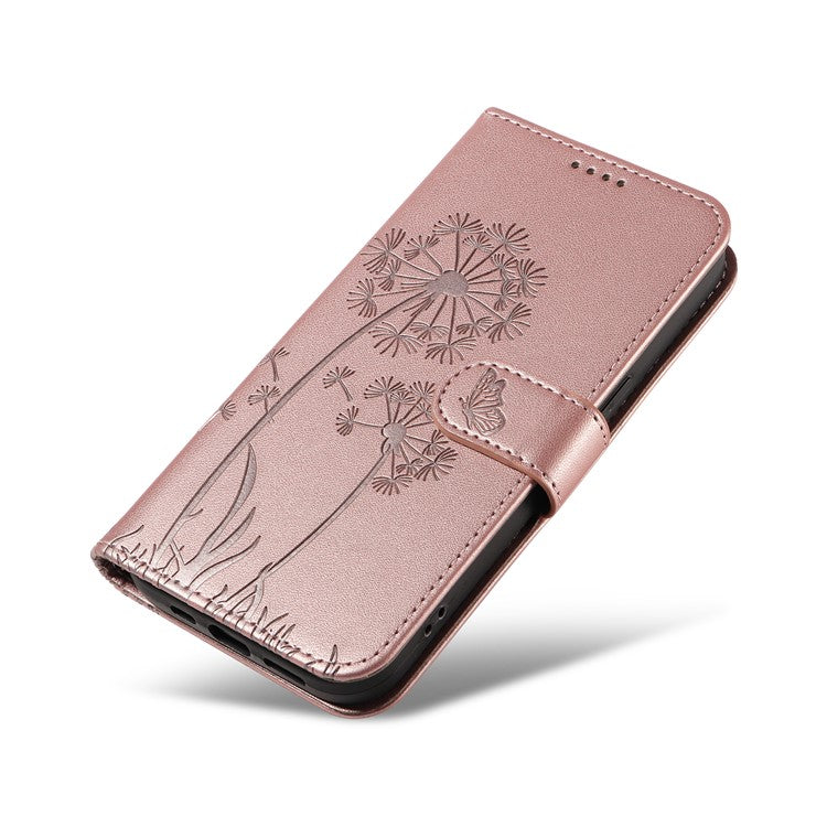 For Motorola Edge 50 Neo 5G / S50 5G / ThinkPhone 25 5G Leather Case Wallet Phone Cover Dandelion Imprint - Rose Gold