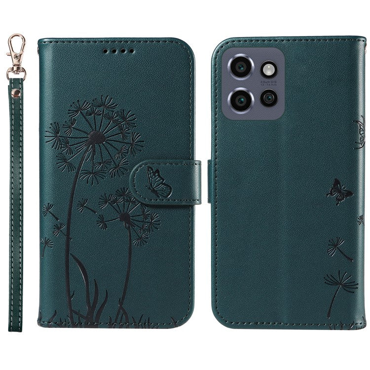 For Motorola Edge 50 Neo 5G / S50 5G / ThinkPhone 25 5G Leather Case Wallet Phone Cover Dandelion Imprint - Blue