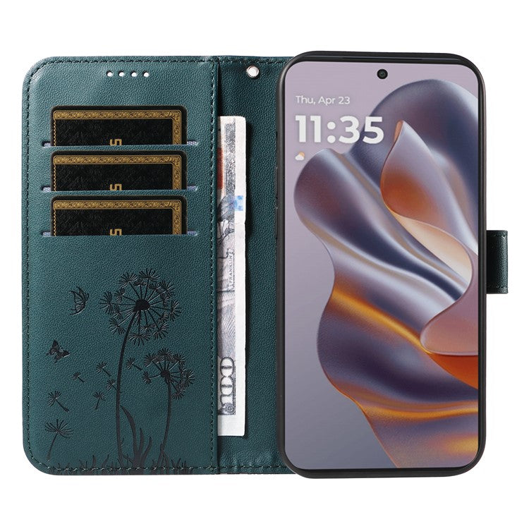 For Motorola Edge 50 Neo 5G / S50 5G / ThinkPhone 25 5G Leather Case Wallet Phone Cover Dandelion Imprint - Blue