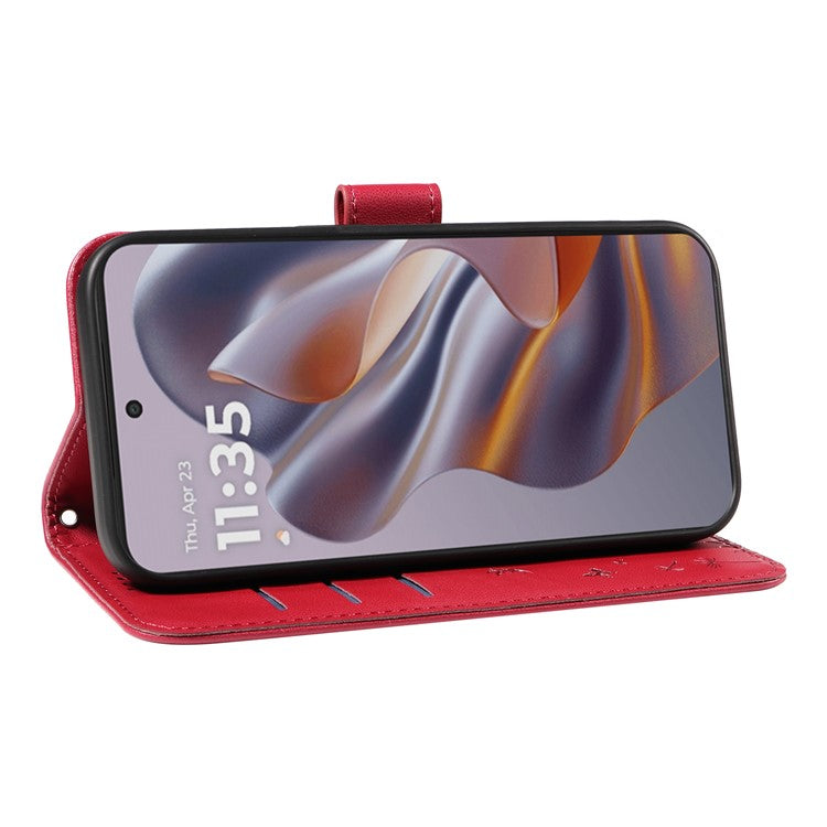 For Motorola Edge 50 Neo 5G / S50 5G / ThinkPhone 25 5G Leather Case Wallet Phone Cover Dandelion Imprint - Red