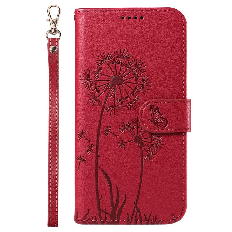 For Motorola Edge 50 Neo 5G / S50 5G / ThinkPhone 25 5G Leather Case Wallet Phone Cover Dandelion Imprint - Red