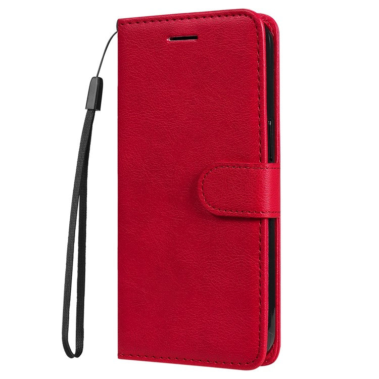 For Motorola Moto G75 5G Case Solid Color Leather Phone Cover Wallet Stand - Red