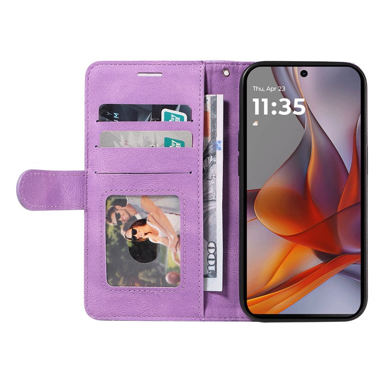For Motorola Moto G75 5G Case Color Splicing Leather Phone Cover Wallet Stand - Light Purple
