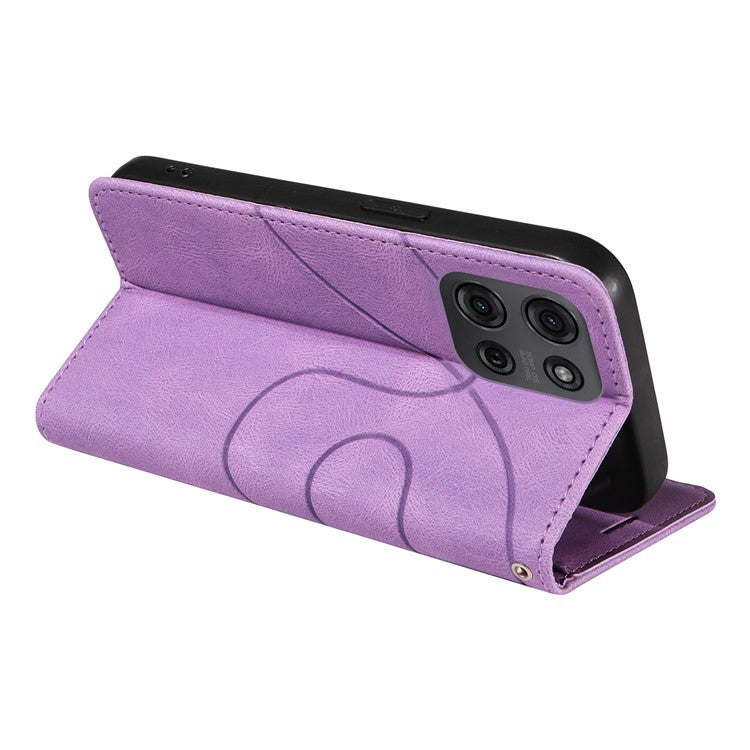 For Motorola Moto G75 5G Case Color Splicing Leather Phone Cover Wallet Stand - Light Purple