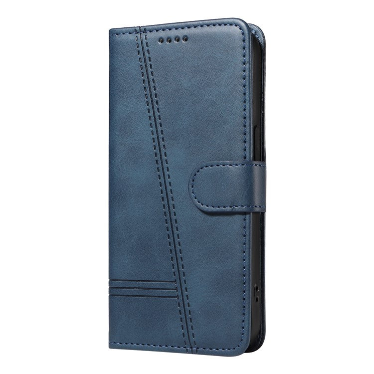 For Motorola Moto G75 5G Case Flip Wallet T-Shape Lines Leather Phone Cover - Blue