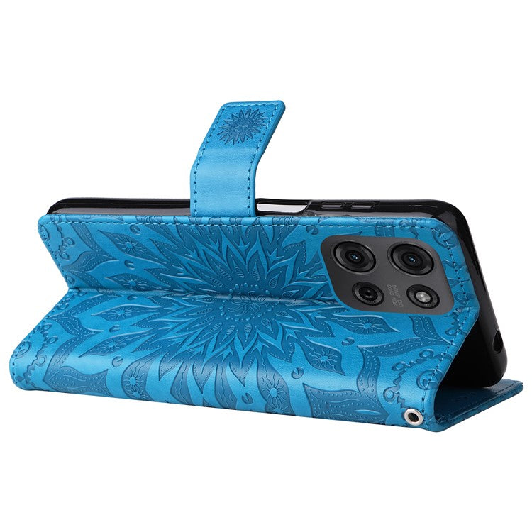 For Motorola Moto G75 5G Case Sunflower Leather Wallet Phone Cover - Blue