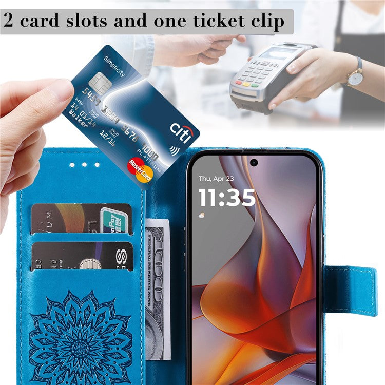 For Motorola Moto G75 5G Case Sunflower Leather Wallet Phone Cover - Blue