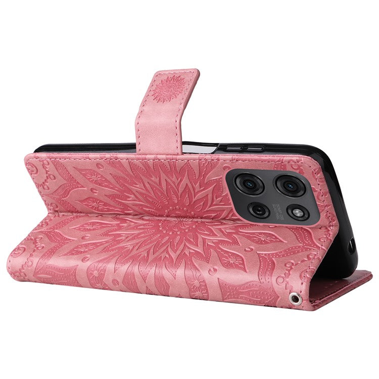 For Motorola Moto G75 5G Case Sunflower Leather Wallet Phone Cover - Pink