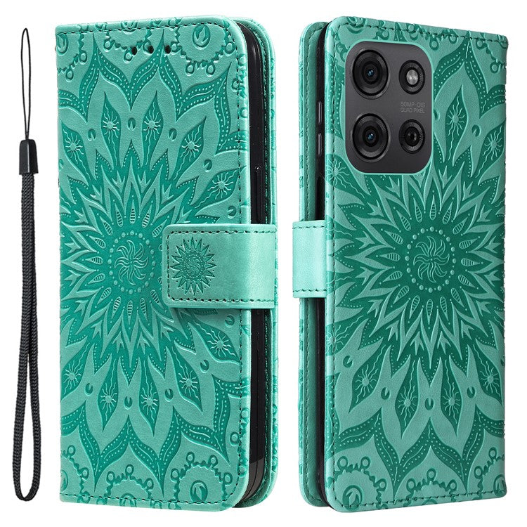 For Motorola Moto G75 5G Case Sunflower Leather Wallet Phone Cover - Green
