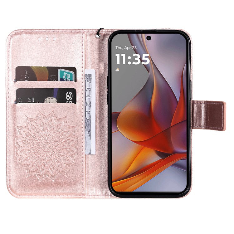 For Motorola Moto G75 5G Case Sunflower Leather Wallet Phone Cover - Rose Gold
