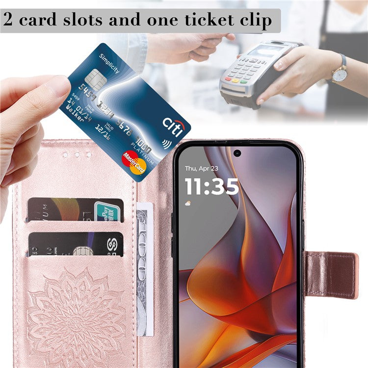 For Motorola Moto G75 5G Case Sunflower Leather Wallet Phone Cover - Rose Gold