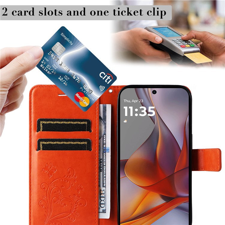 For Motorola Moto G75 5G Case Butterfly Leather Phone Cover - Orange