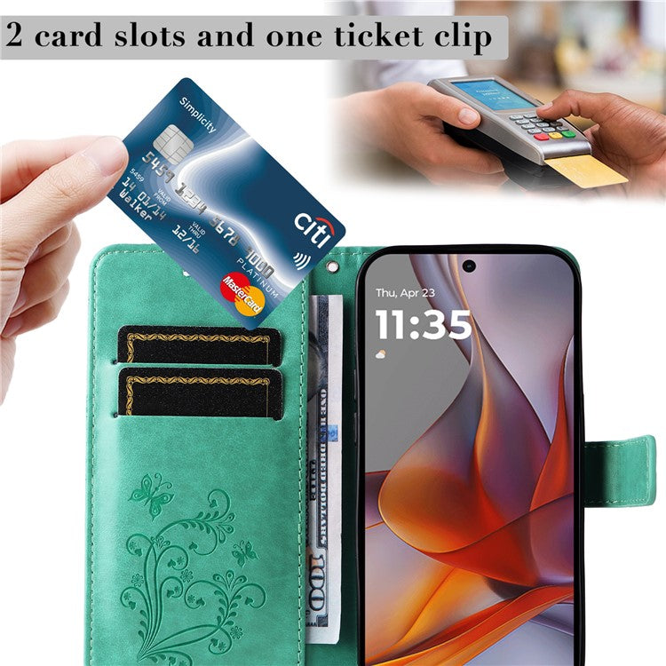 For Motorola Moto G75 5G Case Butterfly Leather Phone Cover - Green