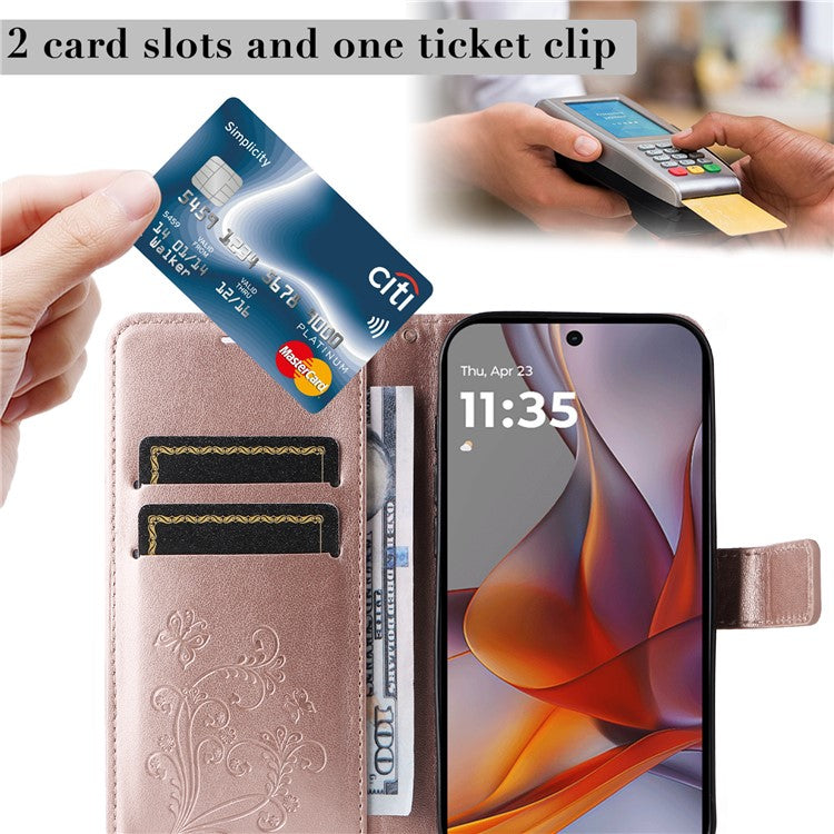 For Motorola Moto G75 5G Case Butterfly Leather Phone Cover - Rose Gold